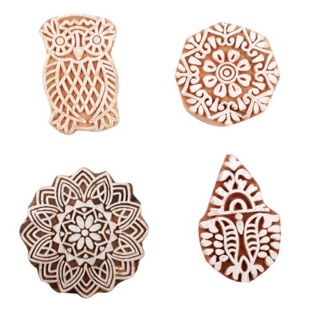 Set of 4 Piece New Mix Wooden Printing Block